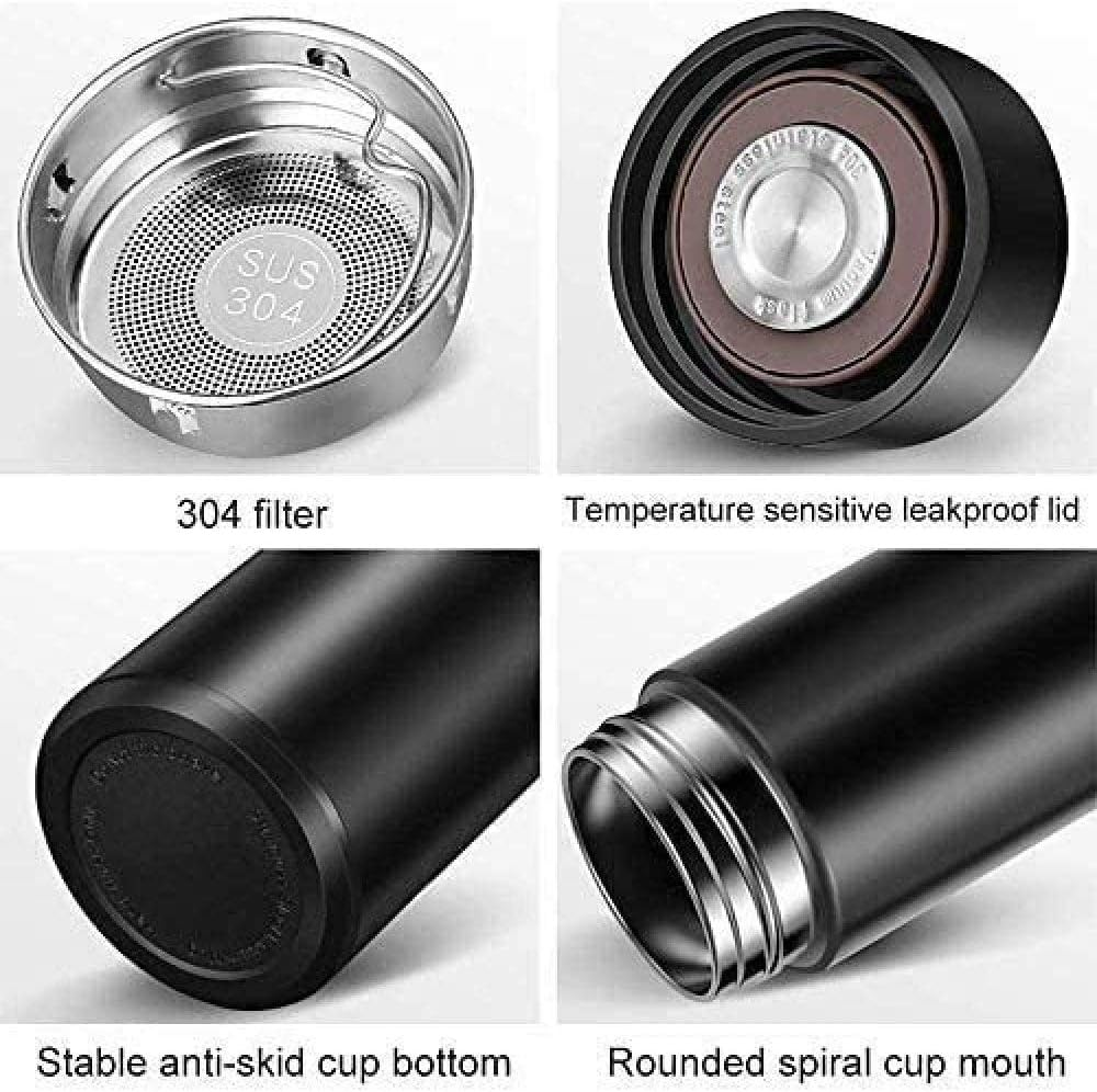 TERMO DE VIAJE, TAZA DE CAFÉ INTELIGENTE, BOTELLA DE AGUA DE ACERO INOXIDABLE INTERACTIVA TÁCTIL DE 500 ML CON PANTALLA