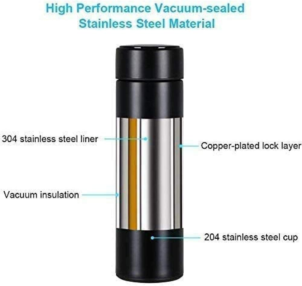 TERMO DE VIAJE, TAZA DE CAFÉ INTELIGENTE, BOTELLA DE AGUA DE ACERO INOXIDABLE INTERACTIVA TÁCTIL DE 500 ML CON PANTALLA