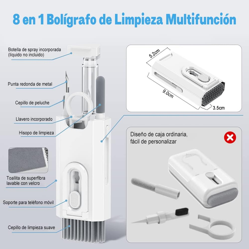 KIT DE LIMPIEZA ELECTRÓNICA 8 EN 1 – LIMPIADOR DE TECLADO, KIT DE LIMPIEZA DE TECLADO, LIMPIADOR DE PORTÁTIL CON CEPILLO