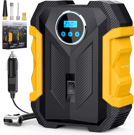 COMPRESOR DE AIRE DIGITAL PARA COCHE AUTO BOMBA INFLADORA PORTÁTIL