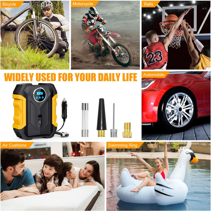 COMPRESOR DE AIRE DIGITAL PARA COCHE AUTO BOMBA INFLADORA PORTÁTIL
