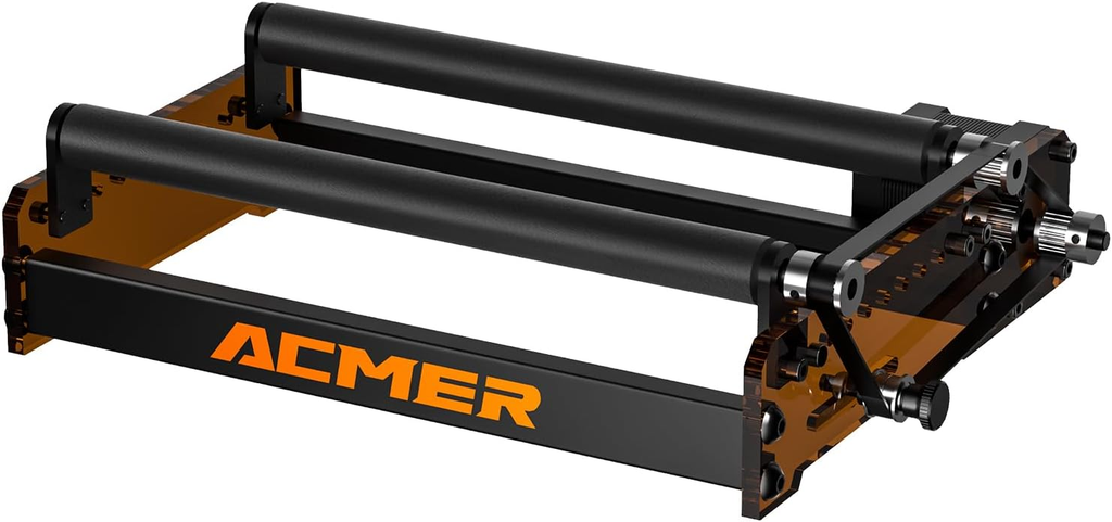 ACMER Rodillo giratorio láser M3, módulo giratorio de eje Y de 360° para grabado cilíndrico, diámetro ajustable de 6 a 6.457 in, compatible con la mayoría de grabadores