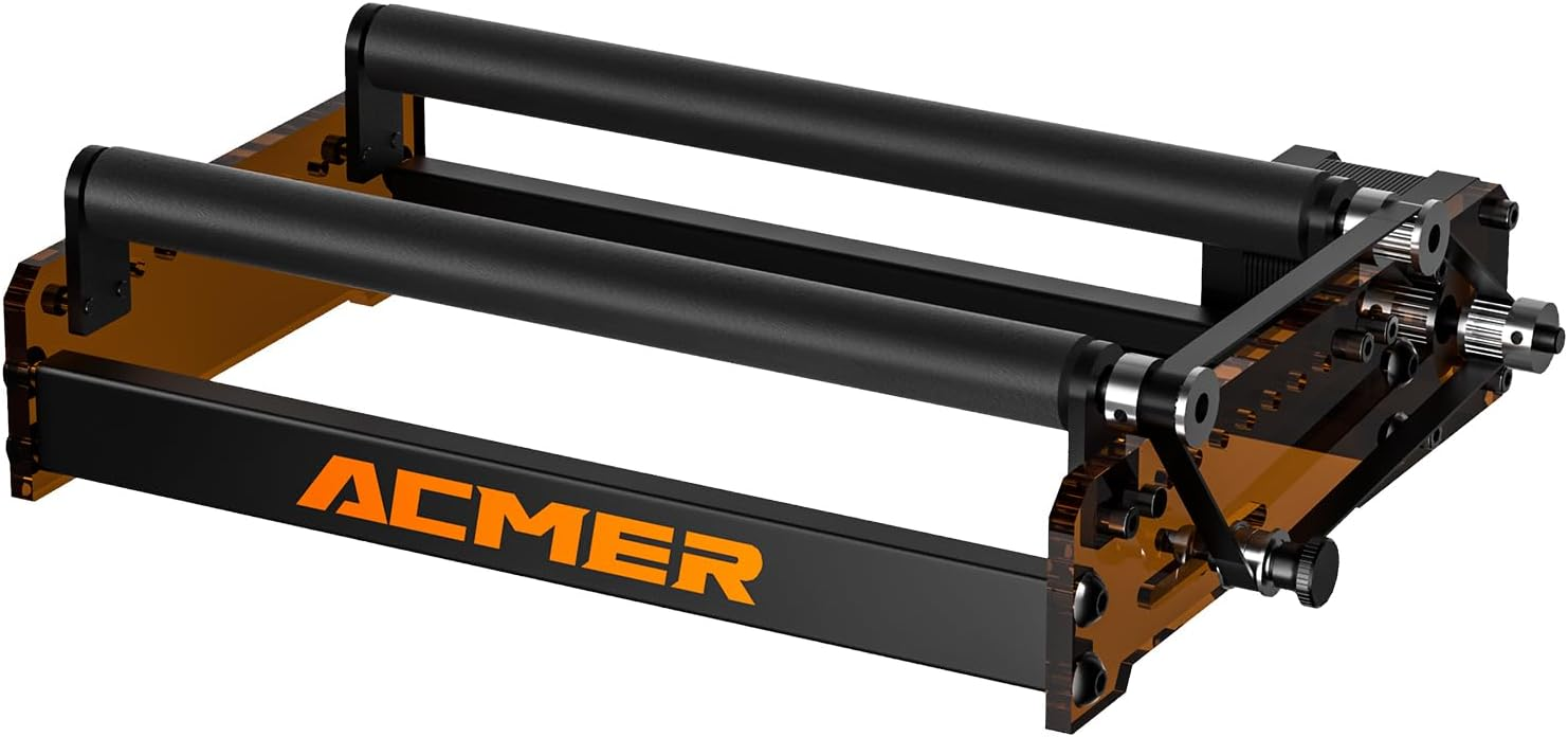 ACMER Rodillo giratorio láser M3, módulo giratorio de eje Y de 360° para grabado cilíndrico, diámetro ajustable de 6 a 6.457 in, compatible con la mayoría de grabadores