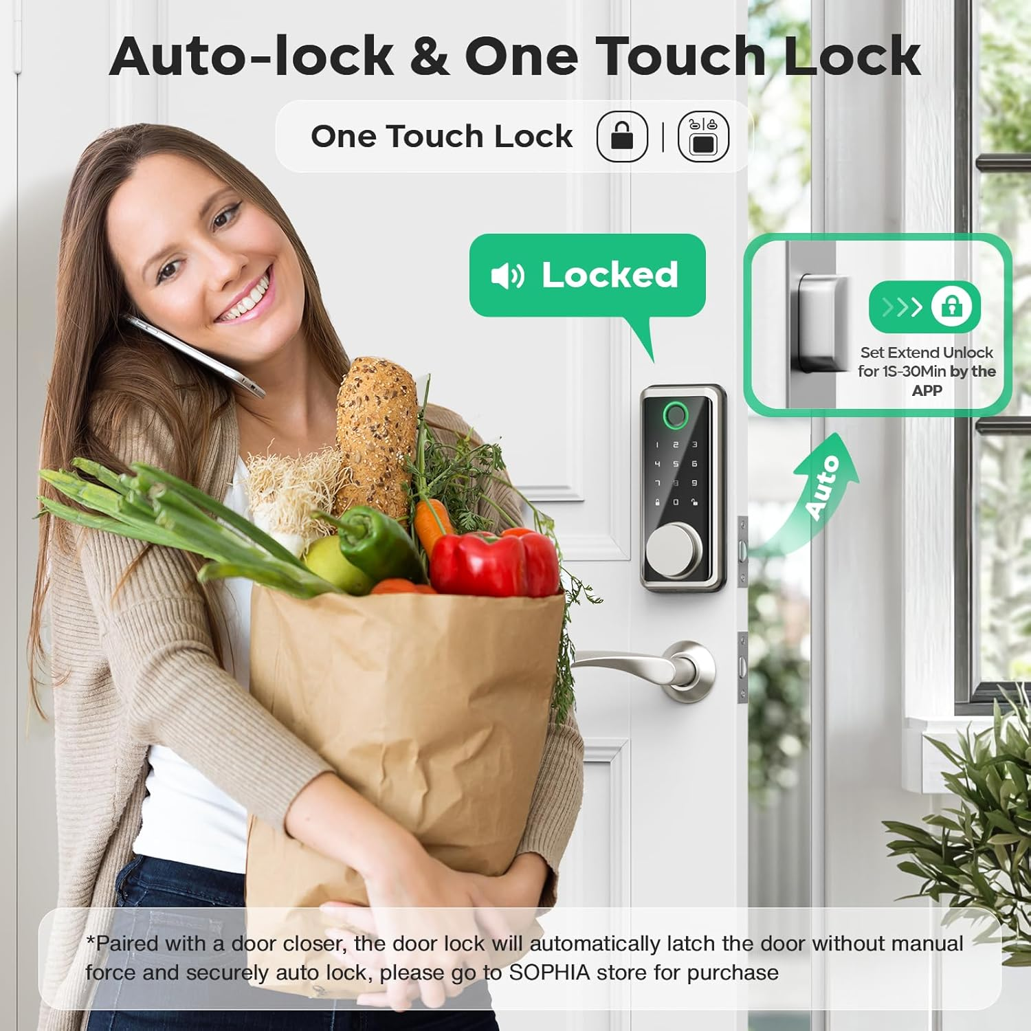 Sophia Cerradura Automáticas Inteligentes: Digital, Huella, Tarjeta, Llaveros
