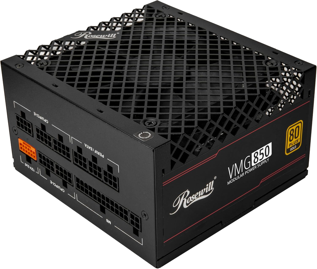 Rosewill VMG 850W 80+ Gold, ATX 3.0 y 3.1, completamente modular de bajo ruido, Conector PCIe 5.1 12V-2x6,