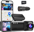 Cámara trasera 4K Ultra HD, cámara frontal para automóviles con GPS incorporado, WiFi de 5.8GHz, control por APP, pantalla IPS de 3.2", visión nocturna