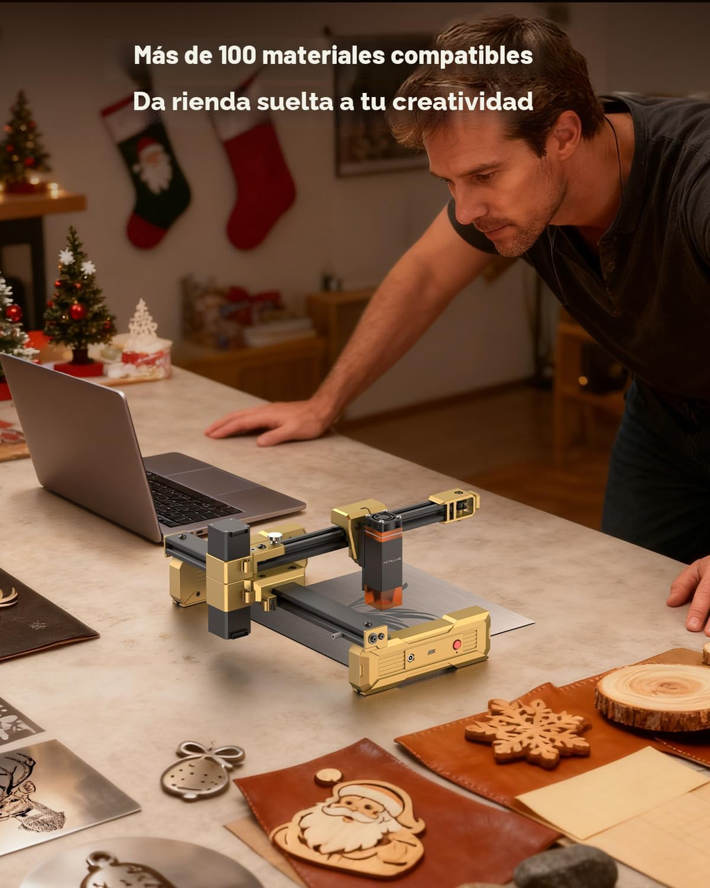 Artilume Grabador láser 3W portátil cortador 20cm x 15cm, madera, cuero, PCB, láser plegable