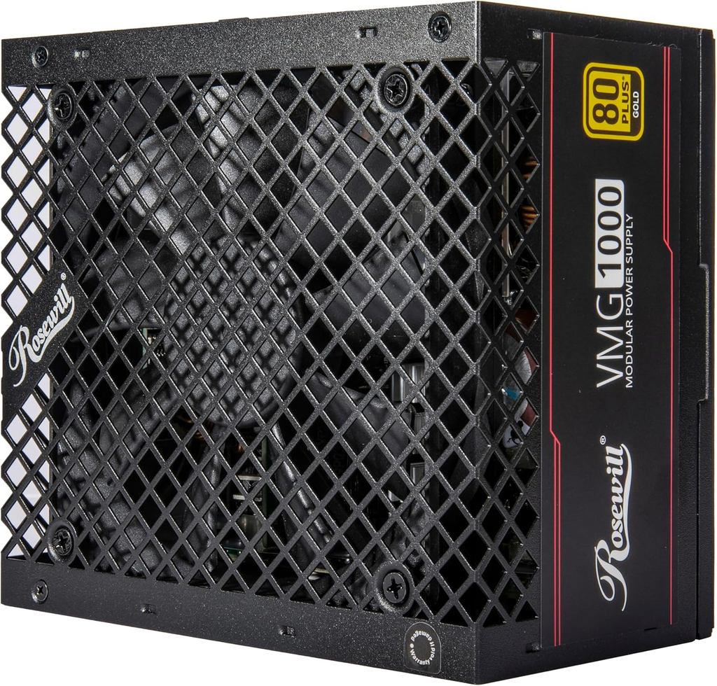 Rosewill VMG 1000W 80+ Gold, ATX 3.0 y 3.1, completamente modular de bajo ruido, Conector PCIe 5.1 12V-2x6,